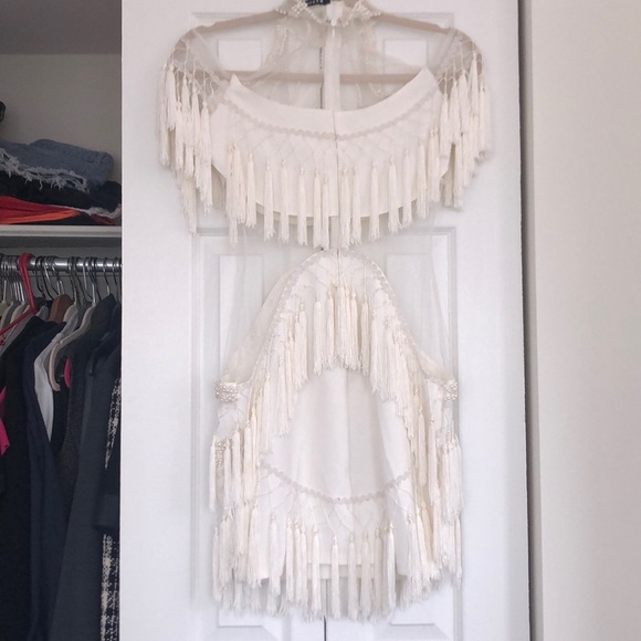 Showstopper pearl mesh tassel dress white medium - Picture 5 of 6